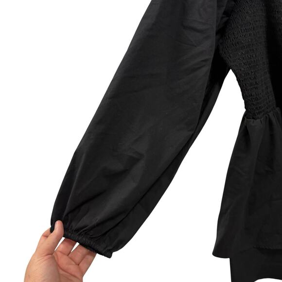 Express Square Neck Long Sleeve Smocked Poplin Romper women’s size XL - Picture 3 of 8